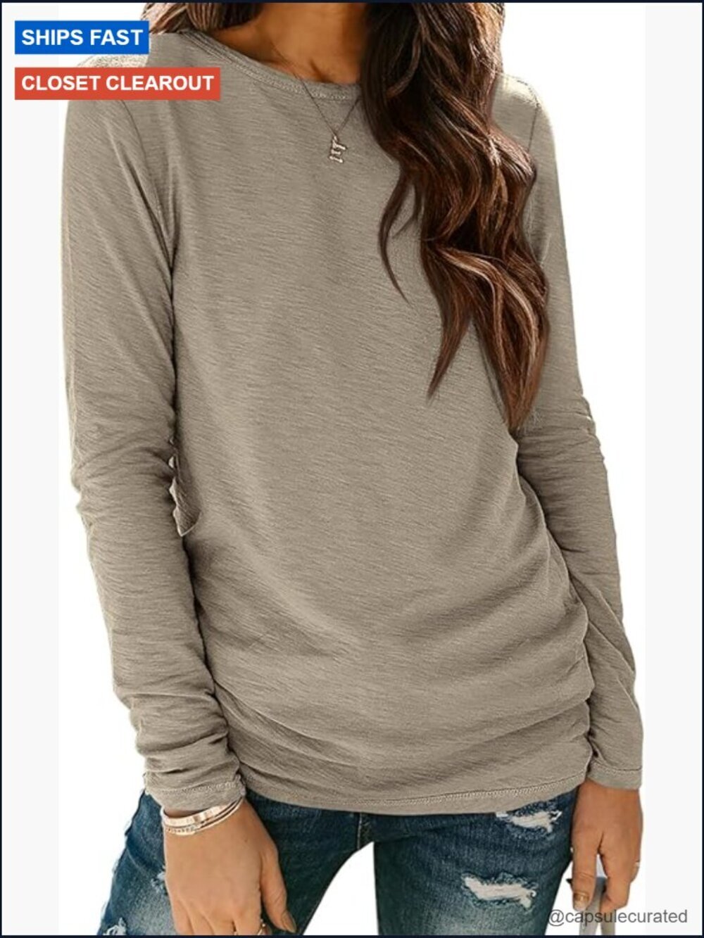 Long Sleeve Tunic Tee Loose Fit Basic Shirt Business Casual Workout